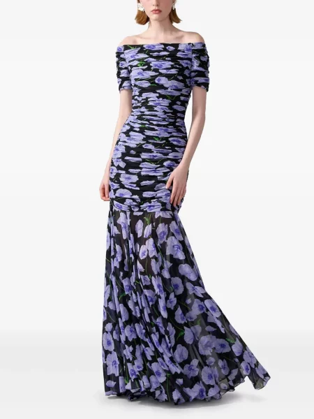 Rochie Carolina Herrera cu model floral cu imagine negru