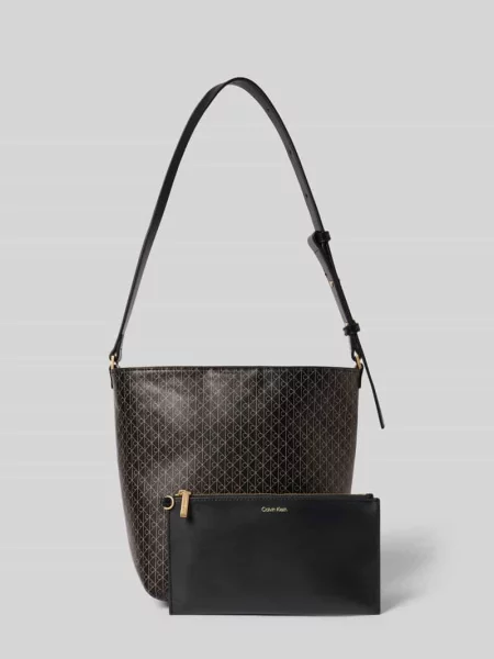 Torba typu bucket w skórzanym wyglądzie Ck Calvin Klein czarny