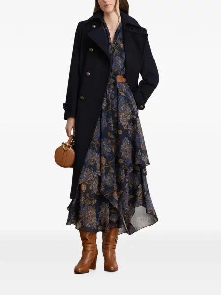 Φλοράλ ασύμμετρη φόρεμα Lauren Ralph Lauren με σχέδιο μπλε