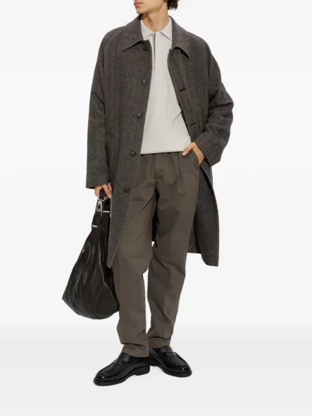 Palton Eleventy cu model herringbone maro