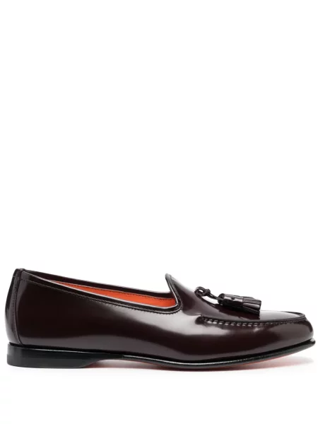 Pantofi loafer Santoni din piele roșu