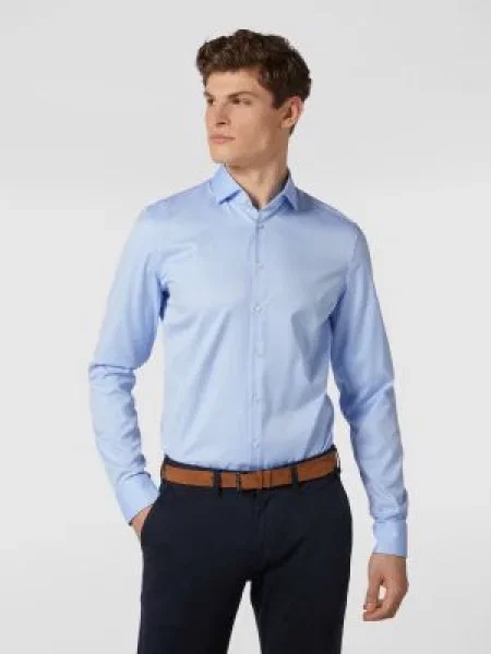 Koszula biznesowa o kroju slim fit z diagonalu z bardzo długim rękawem Jake*s