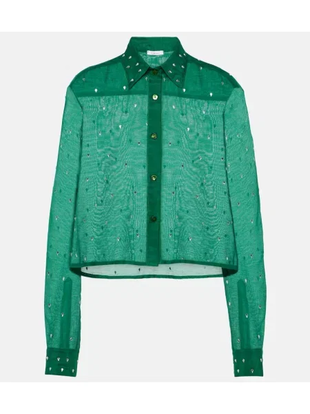 Cămașă Oseree de mătase de cristal verde
