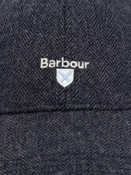 Barbour czapka z daszkiem z wełny granatowa