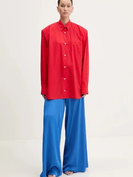 Классическая утепленная рубашка Fiorucci с вышивкой красная