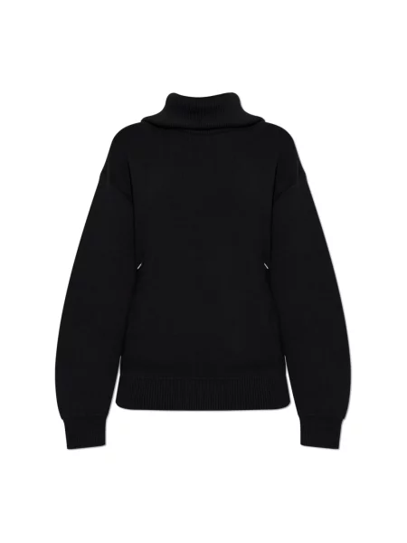 Lniany sweter Balenciaga czarny