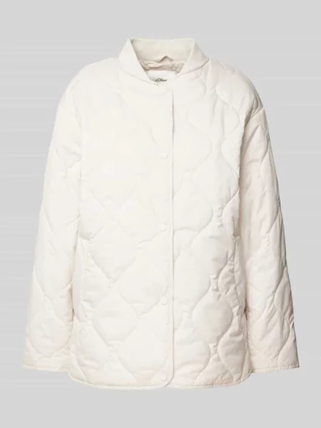 Kurtka pikowana o kroju relaxed fit z zapięciem na zatrzaski S.oliver Red Label biała