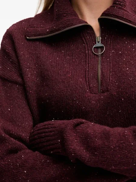 Pulover Barbour de jumătate de fermoar roșu