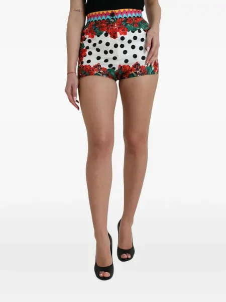Pantaloni scurți Dolce & Gabbana cu model floral cu imagine alb