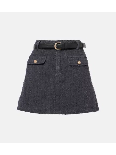 Fustă din denim Self-portrait gri