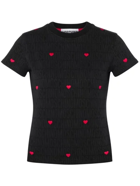 Tricou Moschino cu motiv cu inimi scurt negru