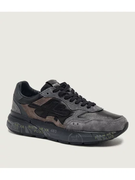 Premiata Sneakers Mick | piele întoarsă cu adaos de piele gri