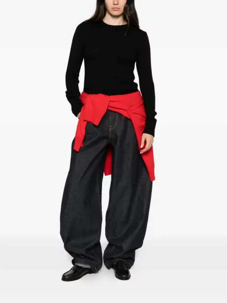Pulover Base tricotate cu decolteu rotund negru