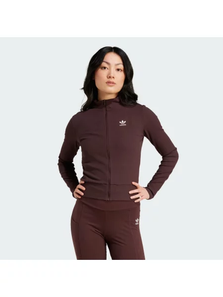 Komplet dresowy Adidas prążkowany brązowy
