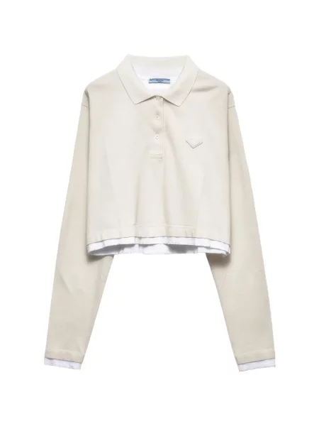 Lung tricou polo Prada din jerseu