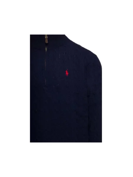 Koszulka polo Ralph Lauren wełniana z długim rękawem granatowa