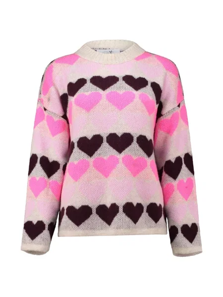 Hailys Pulover fildeş / maro închis / fucsia roz