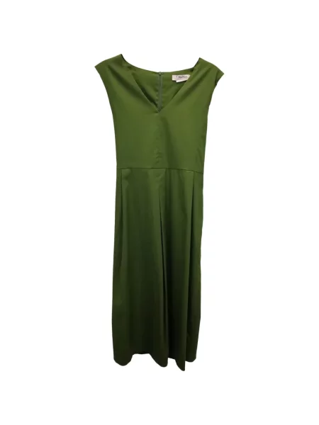 Rochie midi Max Mara cu decolteu în V până la genunchi de costum verde