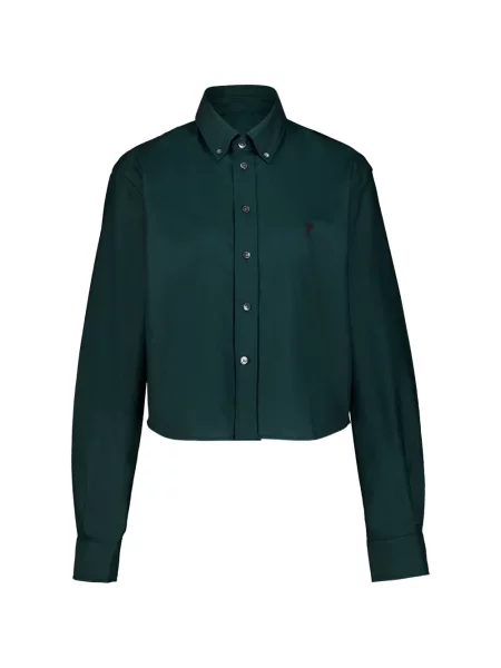 Decupat cămașă Ami Paris cu broderie clasică verde