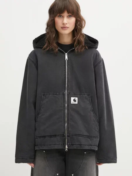 Carhartt WIP jachetă de W Hooded Mitch Jacket de tranziție negru