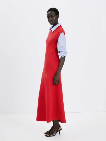 Сукня міді MANGO віскоза/поліамід червоний