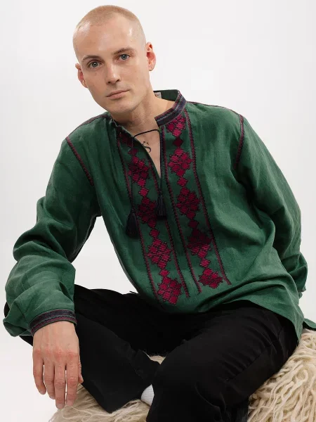 Рубашка Embroidered Gem с вышивкой зеленая