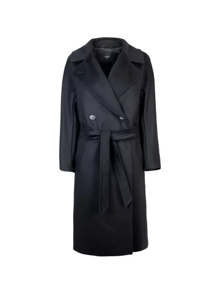 Cu centură palton Weekend Max Mara cu două rânduri de nasturi negru