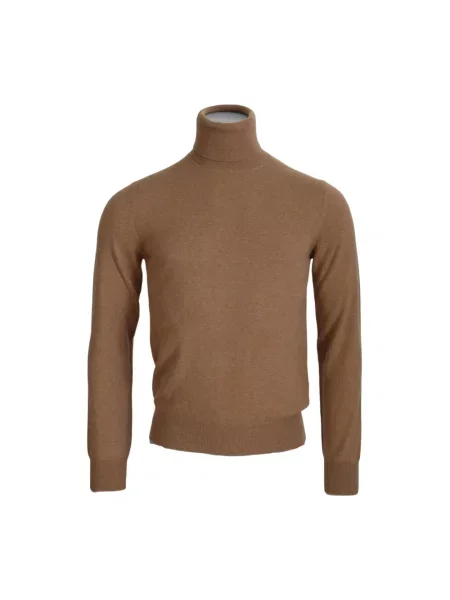 Sweter z golfem Dolce And Gabbana z logo do golfa beżowy