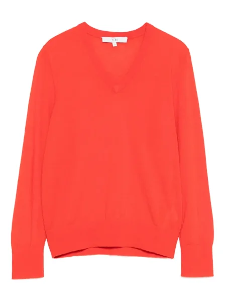 Pulover Tibi cu decolteu în V lung roșu