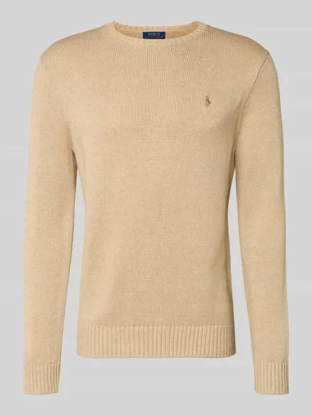 Sweter z dzianiny z prążkowanymi wykończeniami Polo Ralph Lauren szary