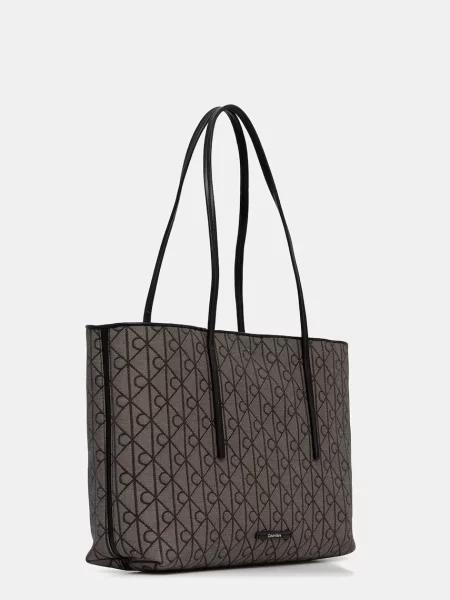 Geantă shopper Calvin Klein din jacard maro