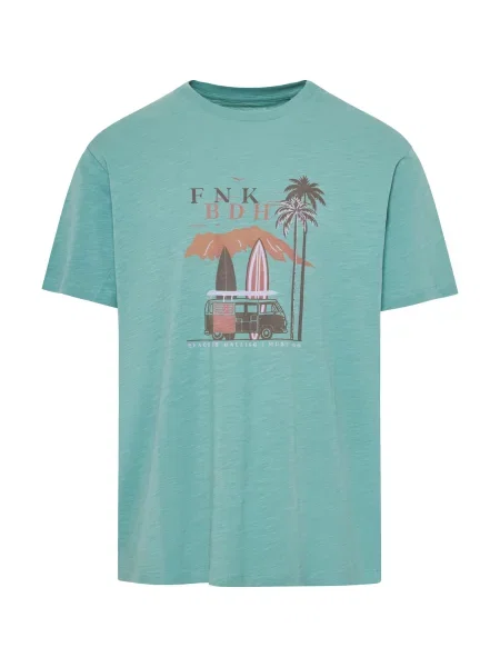 Funky Buddha Tricou aqua / maro / portocaliu caisă albastru