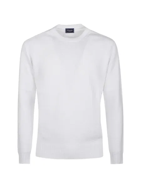 Pulover Drumohr tricotate cu decolteu rotund alb