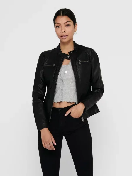 Кожено яке Only черно