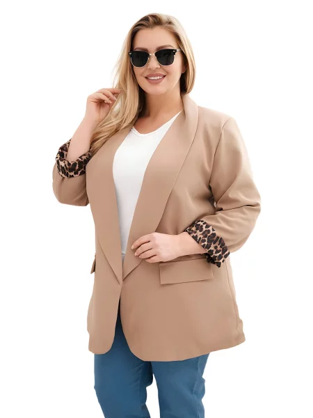 Kesi Plus Size dámske sako s leopardím vzorom