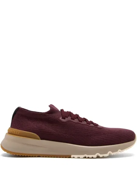 Sneakerși Brunello Cucinelli cu șireturi tricotate roșu