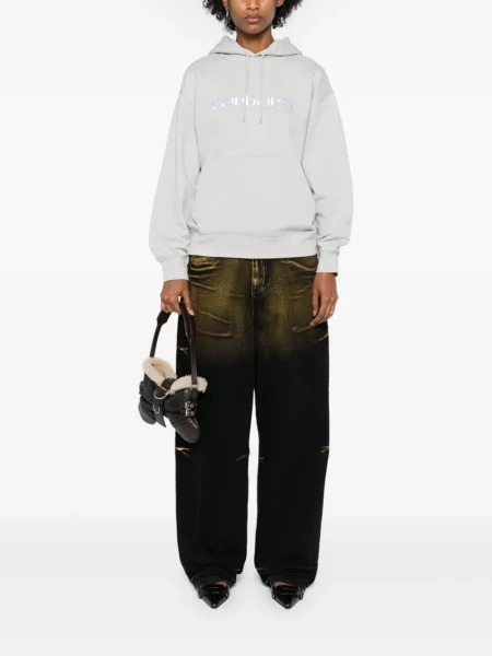 Суичър с качулка Carhartt Wip бродиран с качулка сиво