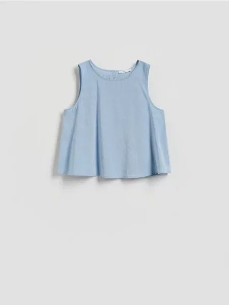 Reserved Блузка з високим вмістом модалу блідо-блакитний блакитна
