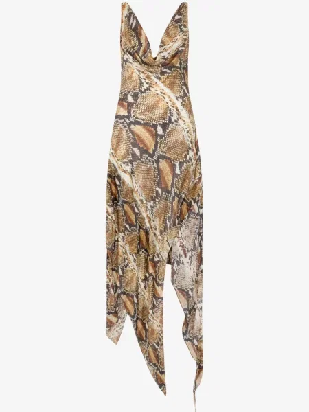 Rochie Roberto Cavalli de mătase de costum maro