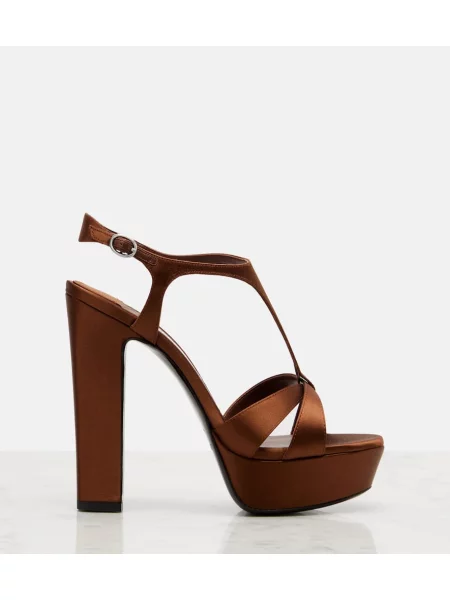 Sandale Jimmy Choo din satin cu platformă maro