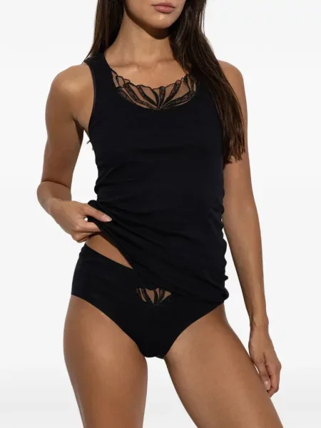 Top Hanro din dantelă negru