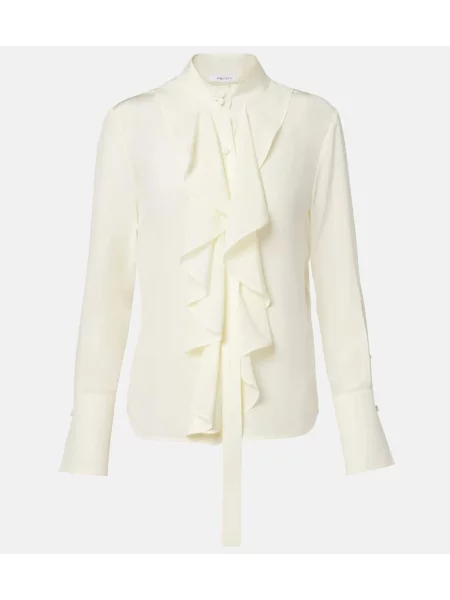 Bluză Mcqueen de mătase cu volane alb