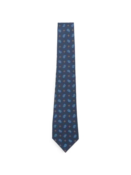 Cravată Kiton cu imagine cu model paisley albastru