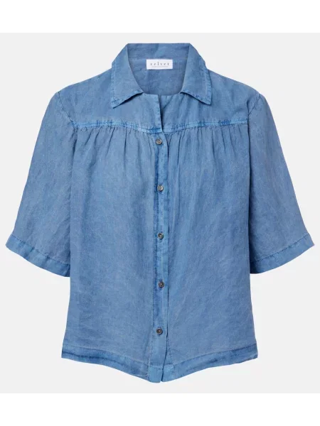 Cămașă Velvet de in albastru