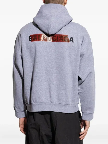 Hanorac cu glugă Balenciaga cu imagine gri