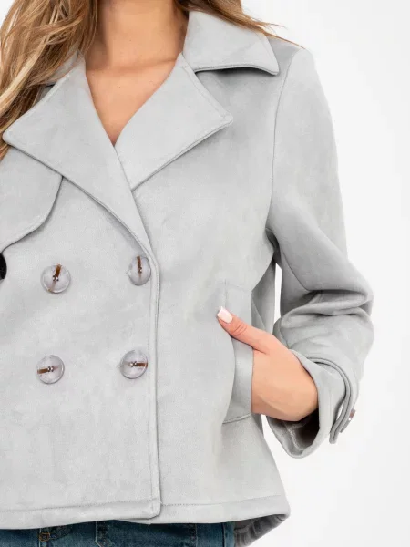 Haină de mazăre Factory Price din piele gri