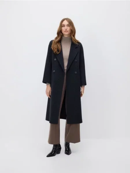 Reserved Класичне пальто з тканини з додаванням вовни handmade чорний