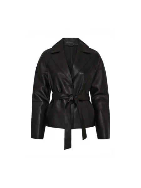 Kurtka skórzana Btfcph elegancka czarna