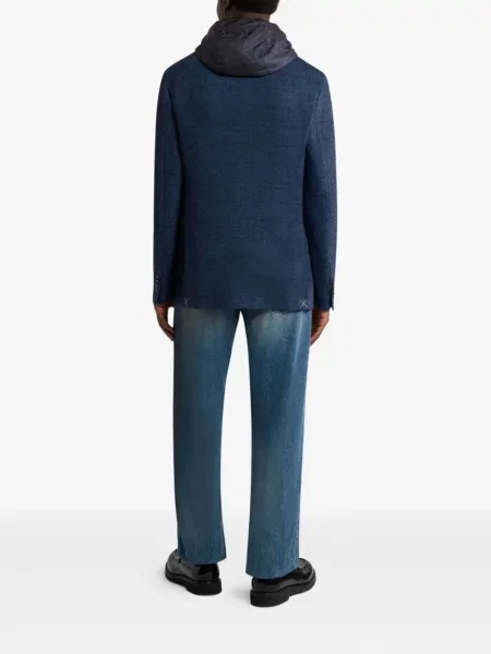 Geacă Etro cu model herringbone albastru
