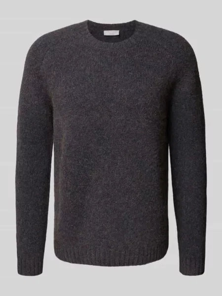 Sweter z dzianiny z prążkowanymi wykończeniami model ‘Adryan’ Tiger Of Sweden granatowy